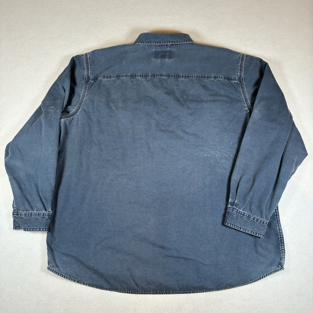 Vintage L.L. Bean Men's 2XL Denim Flannel Lined Shirt Jacket Distressed READ - Picture 3 of 16
